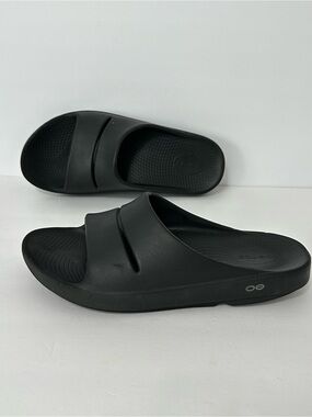 OOFOS OOAHH Sandal Slide Recovery Footware Unisex Black M10 W12 Comfort Sport